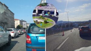 "Colapso total" en el tráfico en Ourense por obras de asfaltado en la salida a la autovía A-52 en pleno sábado